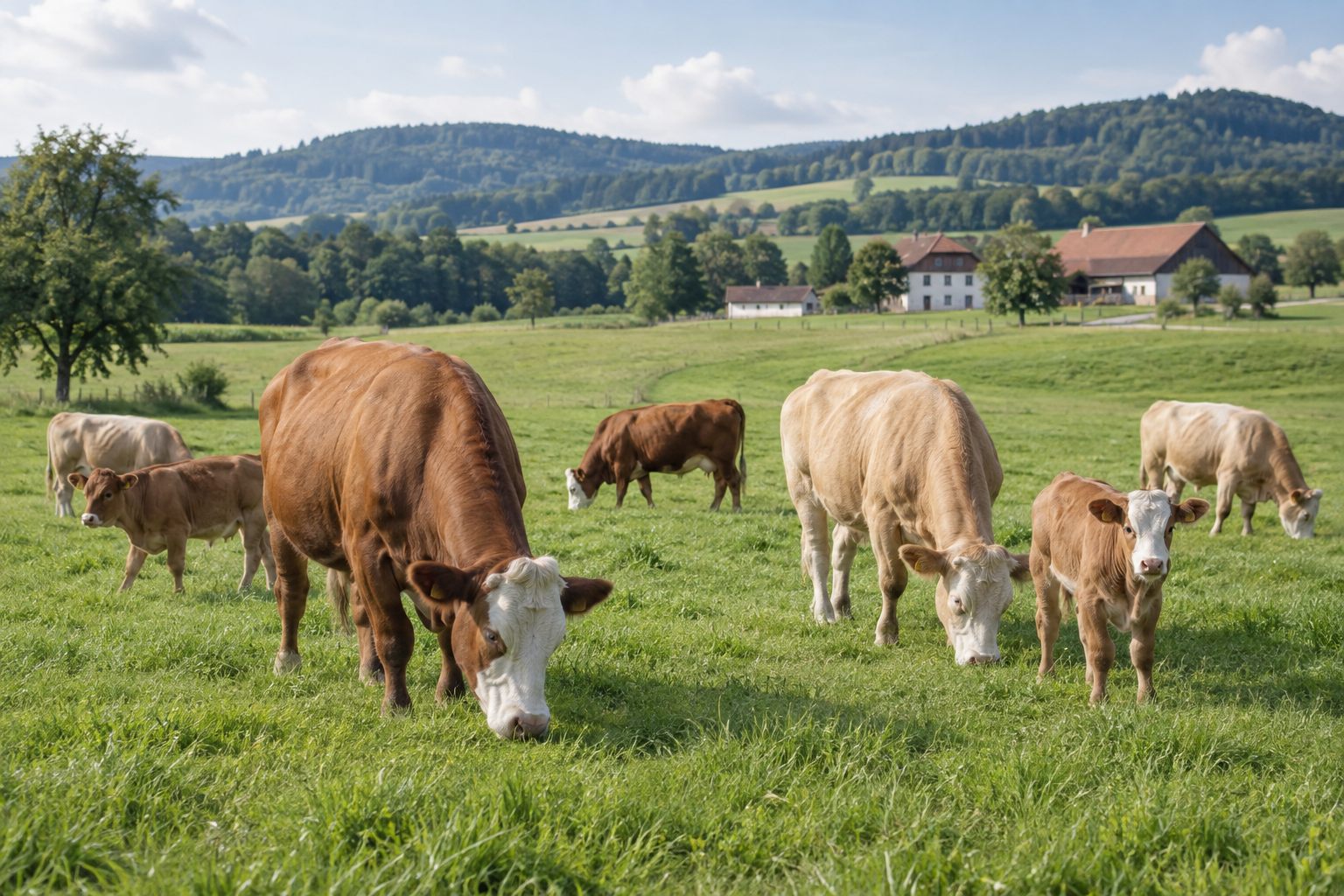 Rinderherde auf einer grünen Weide